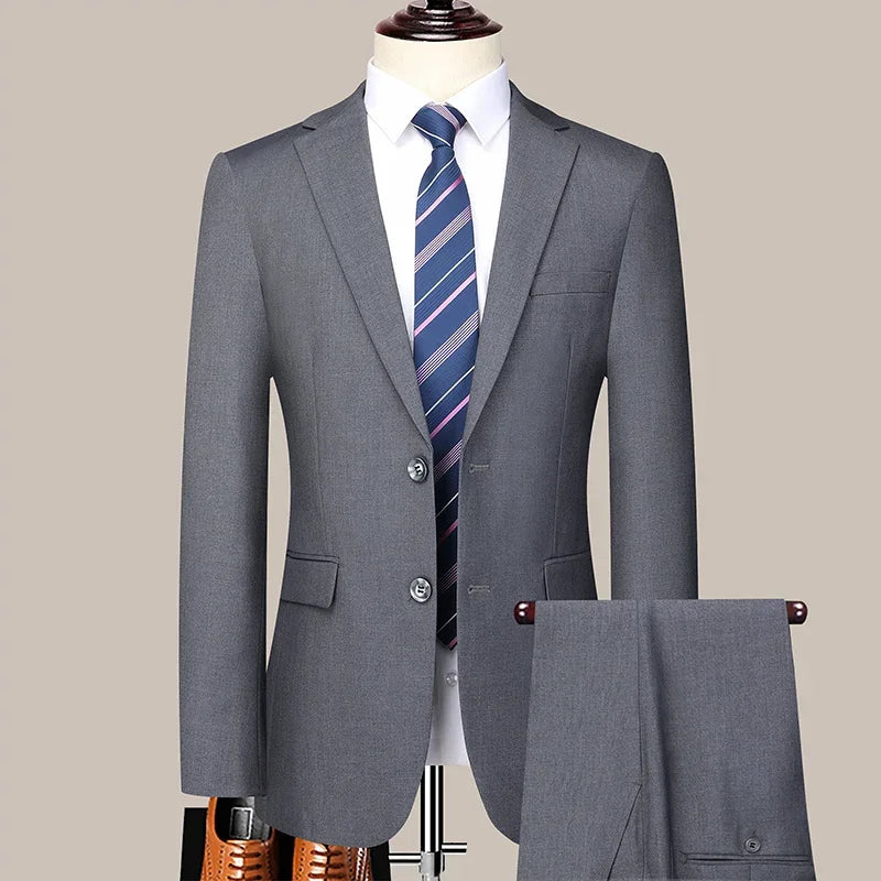 Traje de negocios ajustado de dos botones para hombre, 2025