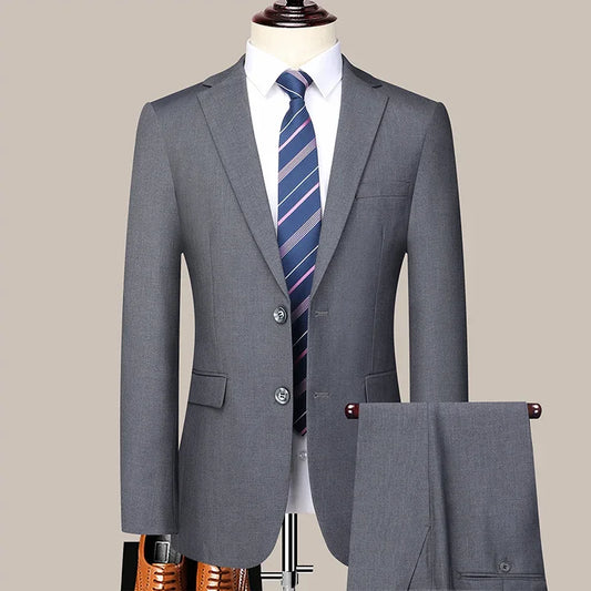 Traje de negocios ajustado de dos botones para hombre, 2025