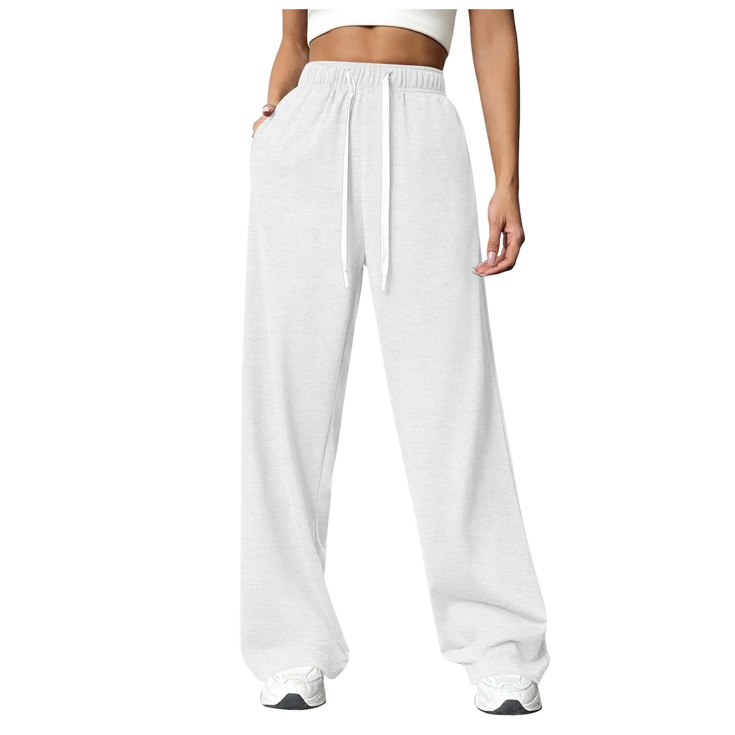 Pantalones deportivos de cintura elástica para mujer, con bolsillos