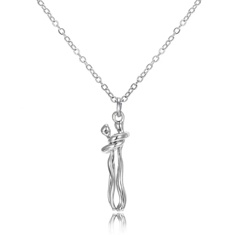 Collar de moda con colgante de abrazo para hombre y mujer, gargantilla
