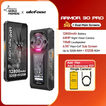 Ulefone Armor 30 Pro 5G - Teléfono robusto Android (6,95", 120 Hz, 512 GB