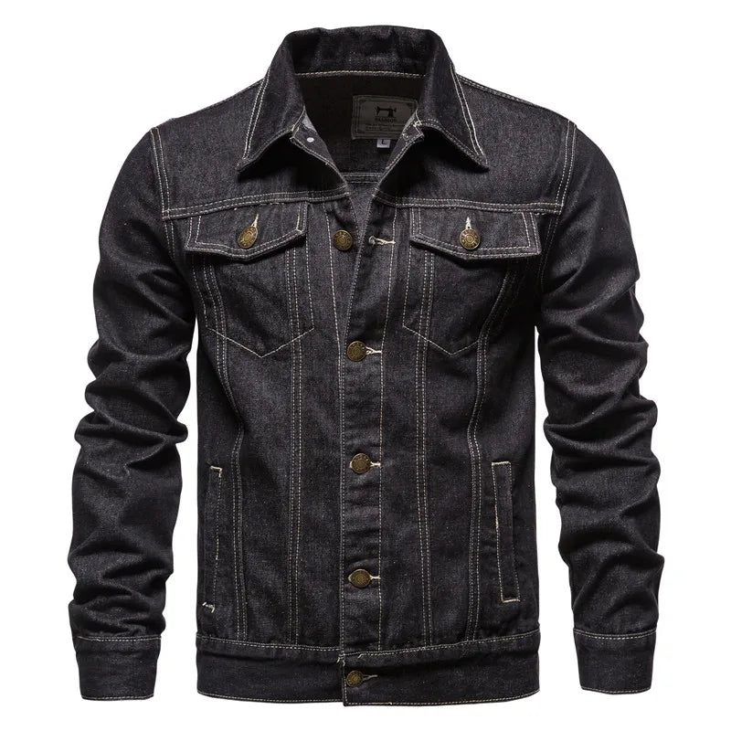 Chaquetas vaqueras lisas de otoño 2025 para hombre, chaquetas vaqueras