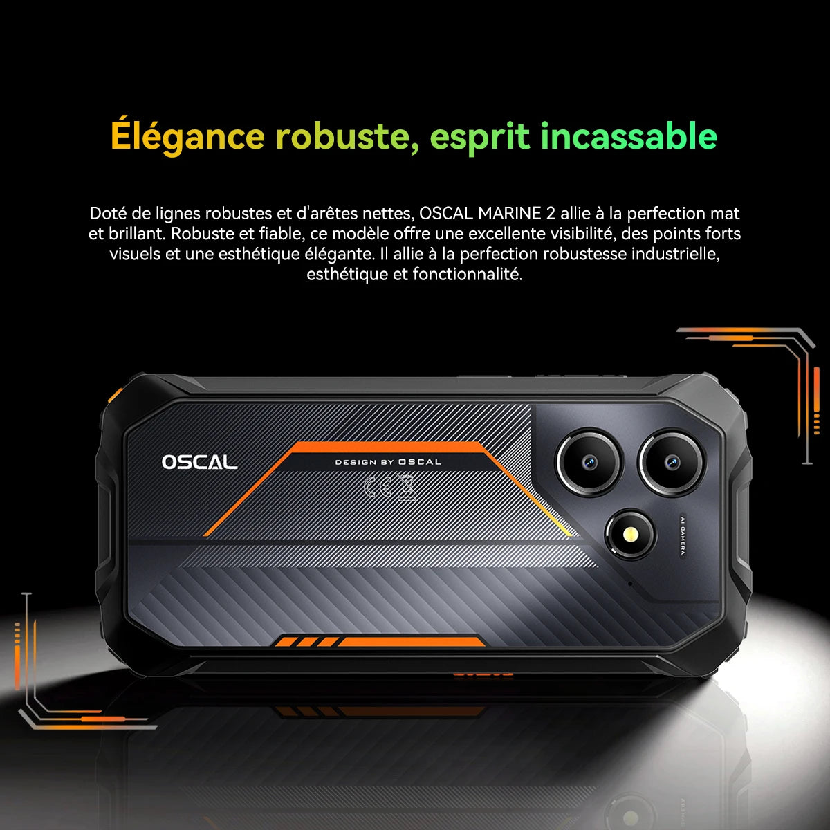 OSCAL Marine 2 [Sin cargador UE] Smartphone robusto 11000mAh 24 (8 + 16) GB