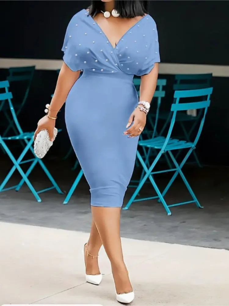 Vestido de fiesta de moda para mujer con escote en V