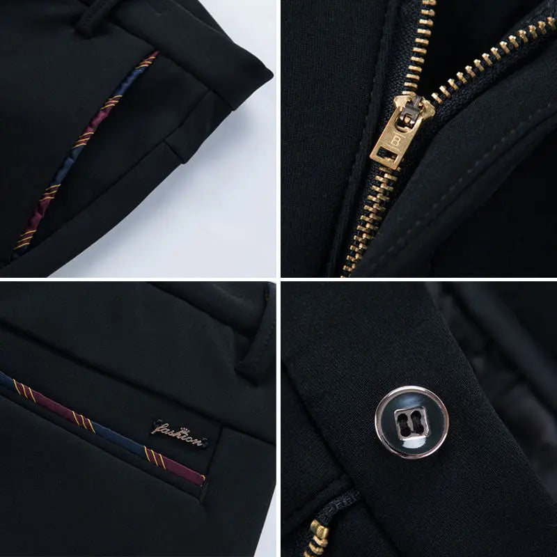 Pantalones de vestir de moda para hombre, negros, rectos, informales