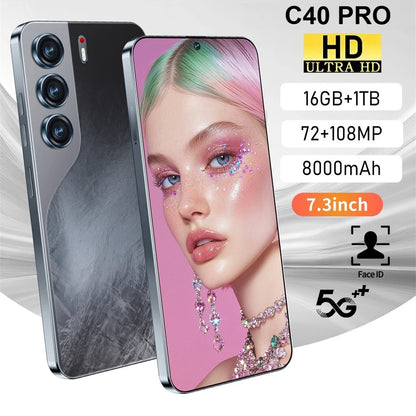 Teléfono inteligente C40 Pro original con Android 14, 8000 mAh, 108 MP