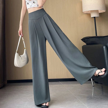 Pantalones de cintura alta para mujer, pantalón clásico, anchos
