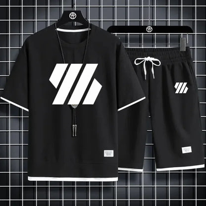 Conjunto deportivo de moda para hombre, chándal de manga corta