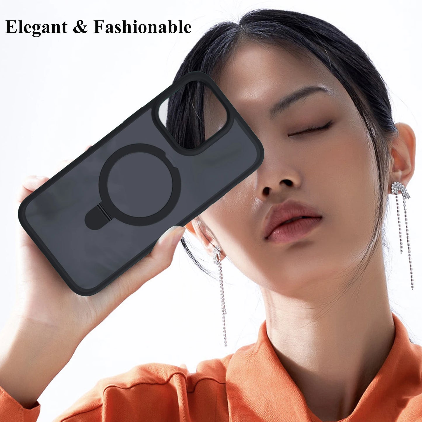 Funda magnética para teléfono móvil con soporte de anillo para iPhone 16,