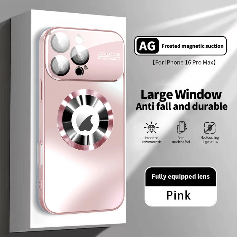 Nueva funda mate de lujo metálica de titanio para iPhone 16, 15, 14, 13