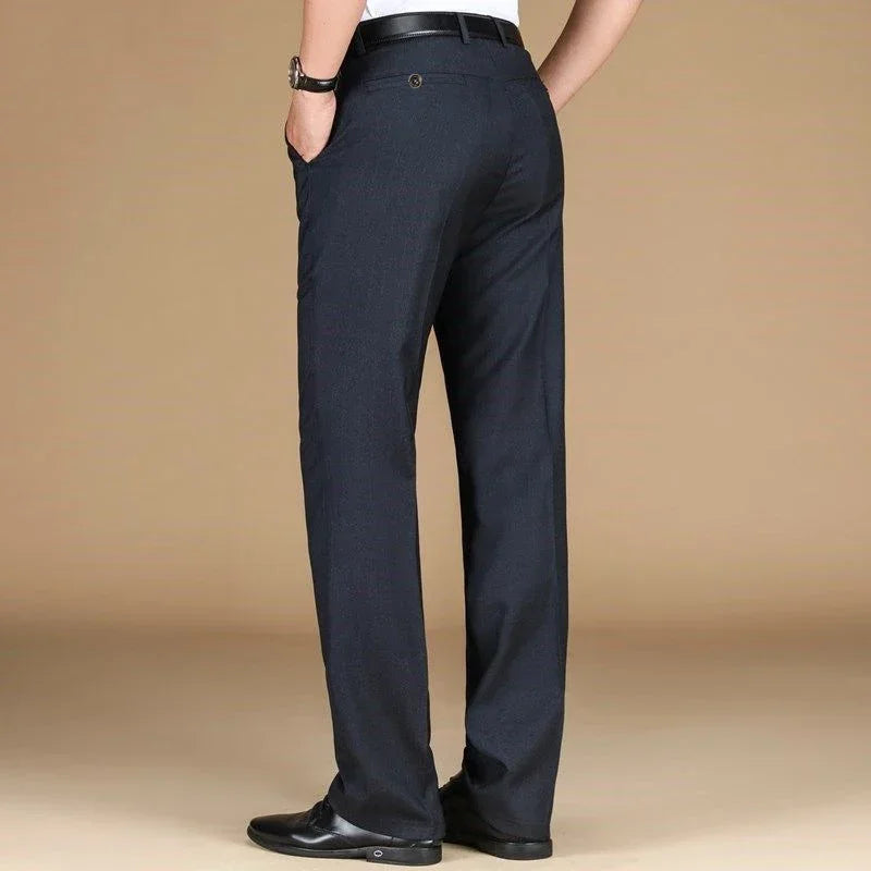 Pantalones de traje de negocios para hombre, de pierna estrecha y recta