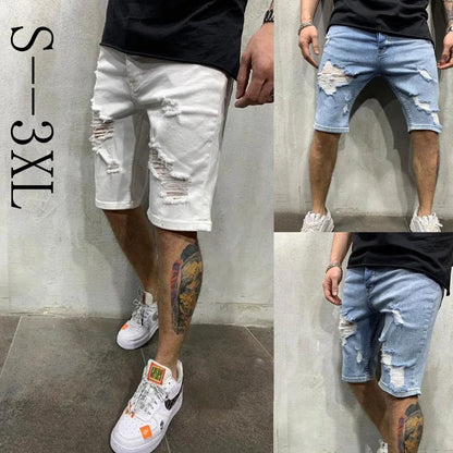 Pantalones cortos vaqueros negros de pierna ancha para hombre