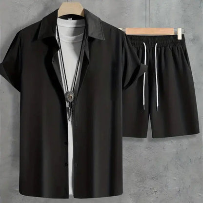 Conjunto de pantalones cortos de manga corta de verano para hombre