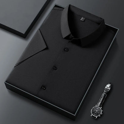 Camisa de manga corta de color liso para hombre, informal