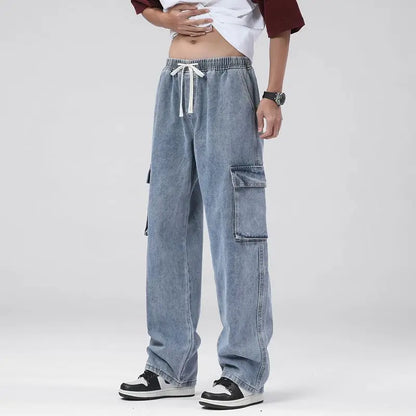 Pantalones vaqueros cargo rectos y holgados para hombre
