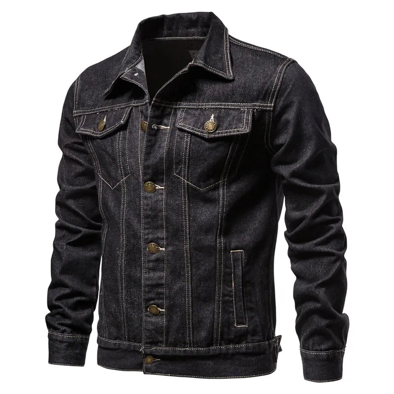 Chaquetas vaqueras lisas de otoño 2025 para hombre, chaquetas vaqueras