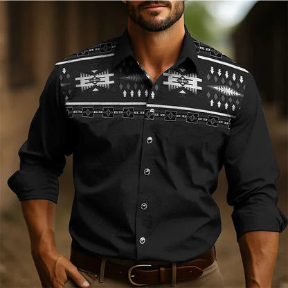 Camisa de manga larga estilo occidental para hombre, nueva, ajustada