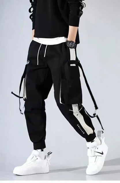 Pantalones cargo con cordón y múltiples bolsillos, pantalones cargo