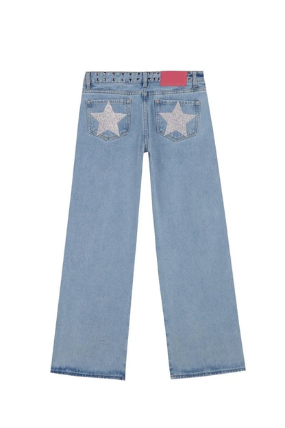 Pantalones vaqueros vintage con estampado de estrella de cinco puntas