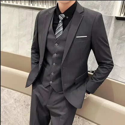 Traje (Blazer + Chaleco + Pantalones) para hombre, estilo británico