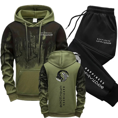 Conjunto de chándal japonés de 2 piezas con capucha y pantalones