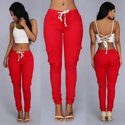 Pantalones de tubo ajustados para mujer, pantalones casuales