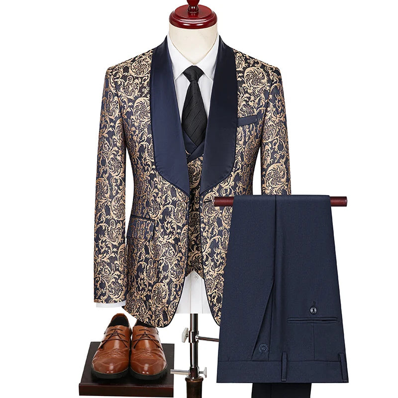 Traje de tres piezas informal de negocios de estilo británico para hombre