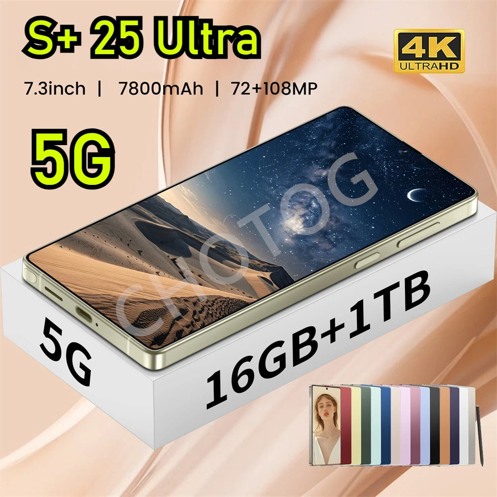 Nuevo teléfono inteligente S+ 25 Ultra 2025 original, pantalla HD