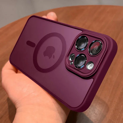 Funda magnética de lujo translúcida mate a prueba de golpes para iPhone 16, 15