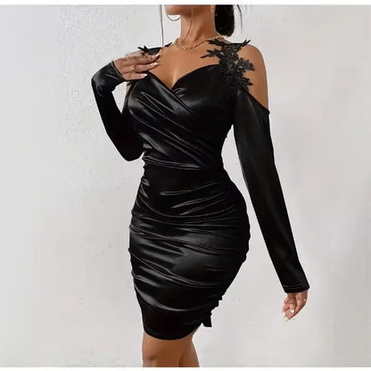 Vestido plisado ajustado estilo europeo y americano, elegante