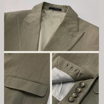 Traje de dos piezas cruzado caqui moderno para hombre