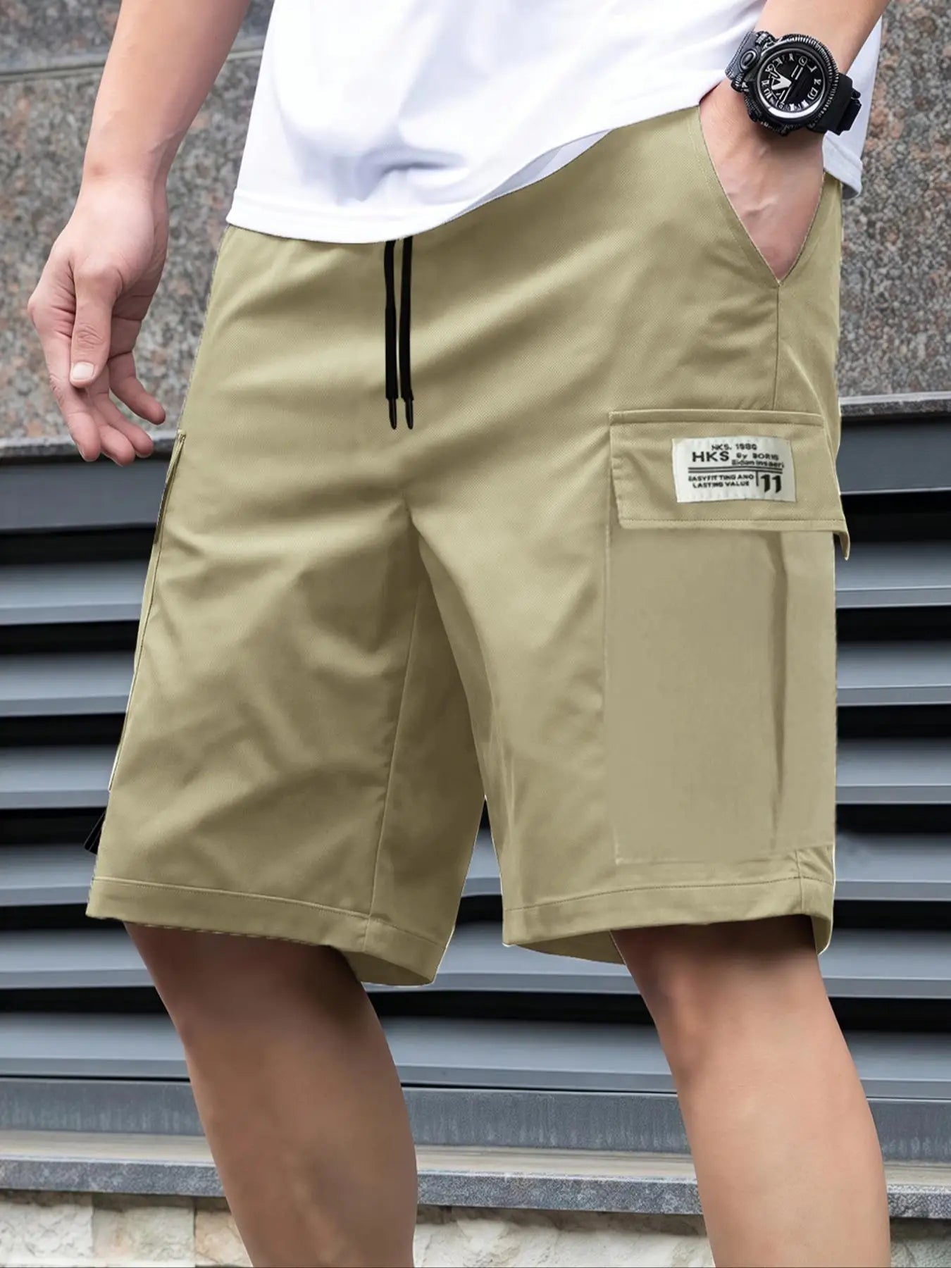 Pantalones cortos deportivos casuales lisos para hombre