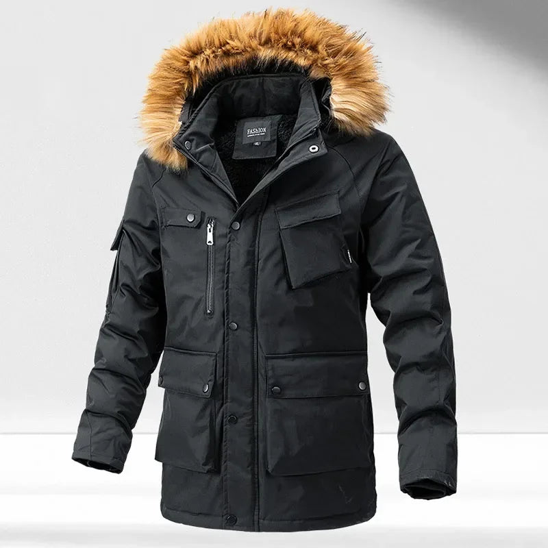 Parkas cortavientos, abrigo resistente al frío con relleno de algodón para hombre