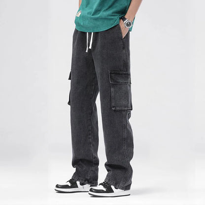 Pantalones vaqueros cargo rectos y holgados para hombre