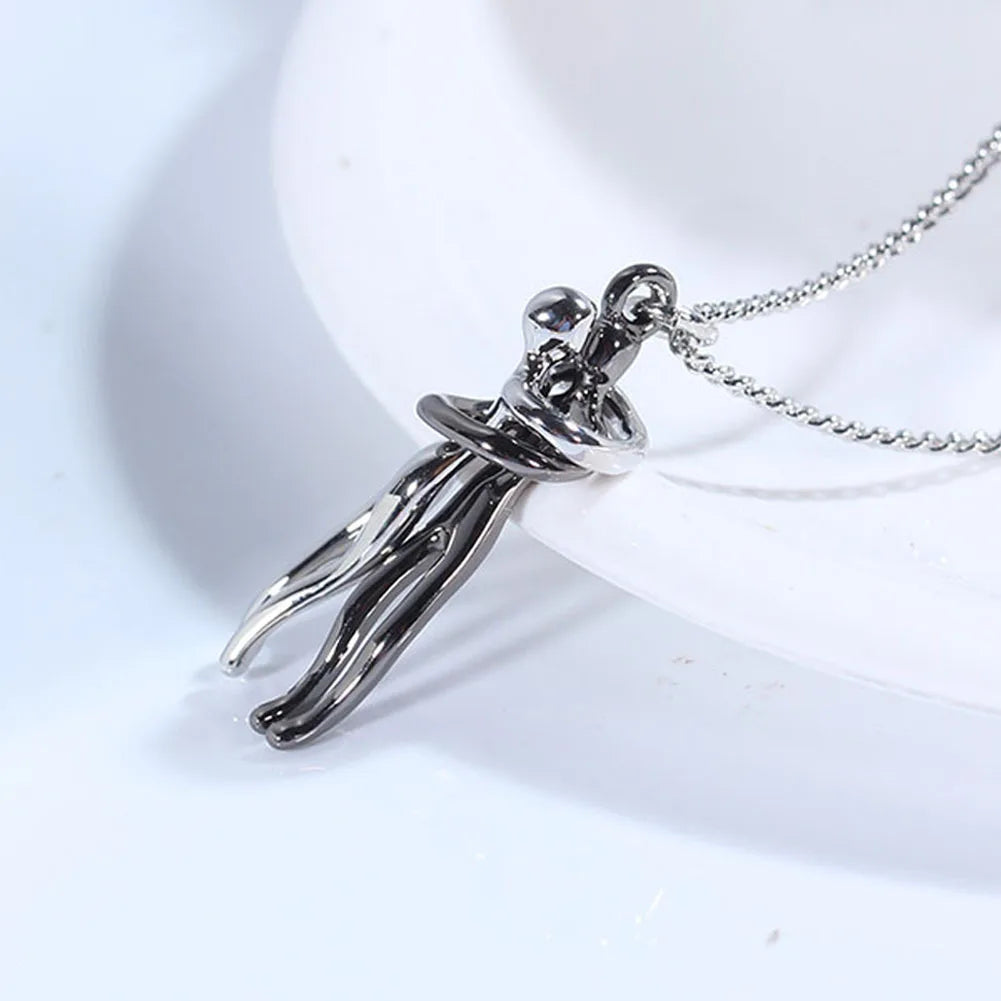 Collar de moda con colgante de abrazo para hombre y mujer, gargantilla