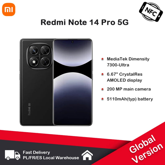 Versión global Redmi Note 14 Pro 5G Smartphone NFC Tamaño 7300 + Cámara