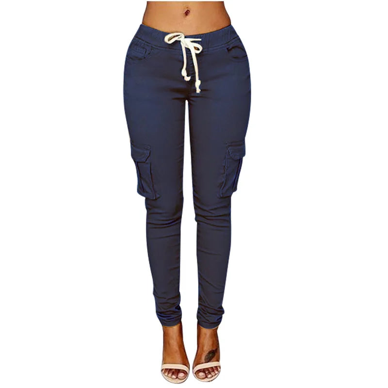 Pantalones de tubo ajustados para mujer, pantalones casuales