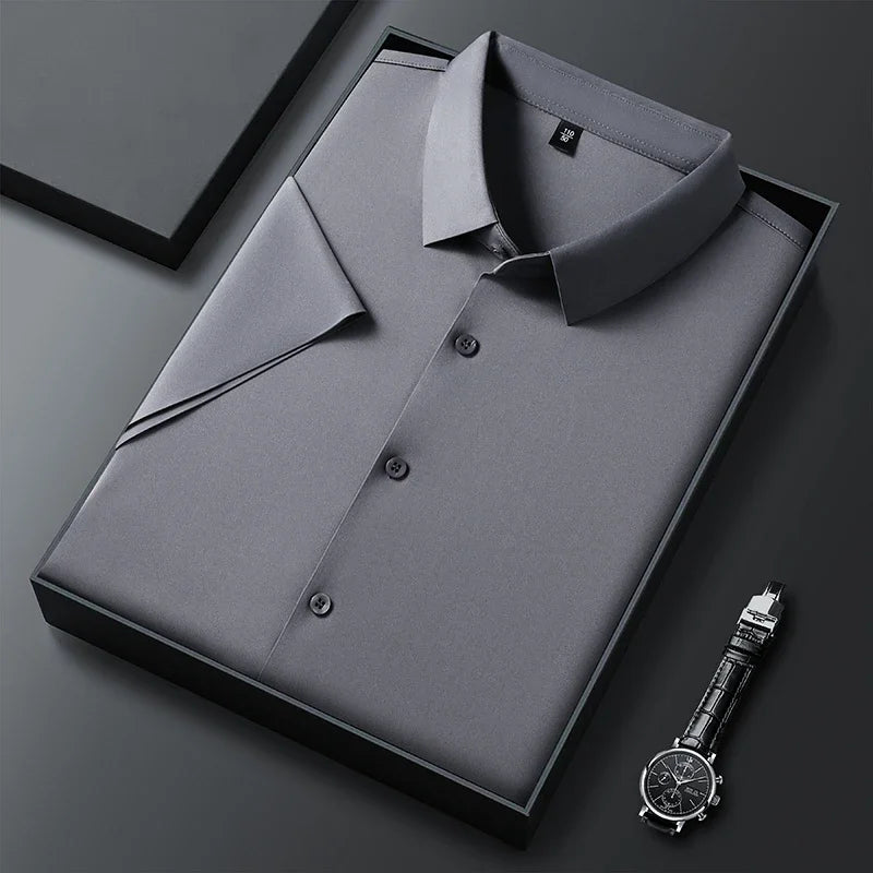 Camisa de manga corta de color liso para hombre, informal