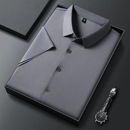 Camisa de manga corta de color liso para hombre, informal