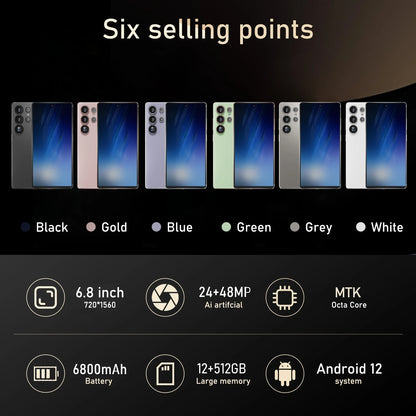 Teléfono inteligente S25 Ultra Android de 6,8 pulgadas, 8+128 GB de ROM
