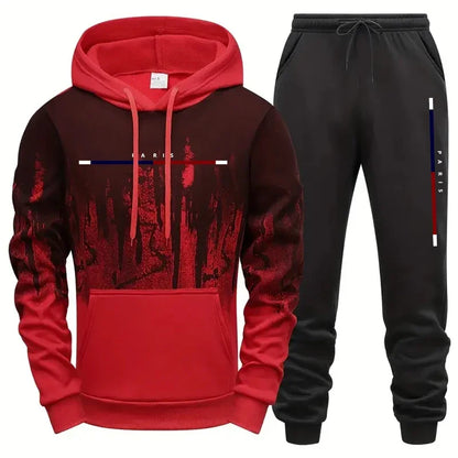 Conjunto de chándal con capucha de 2 piezas para hombre, de moda