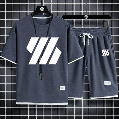 Conjunto deportivo de moda para hombre, chándal de manga corta