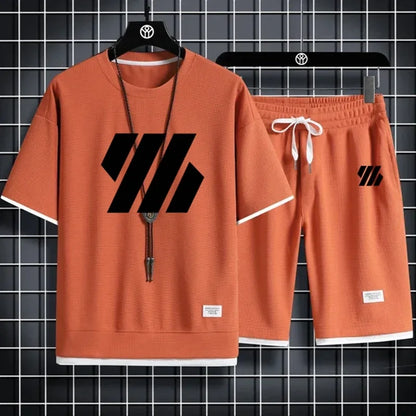 Conjunto deportivo de moda para hombre, chándal de manga corta
