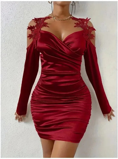 Vestido plisado ajustado estilo europeo y americano, elegante