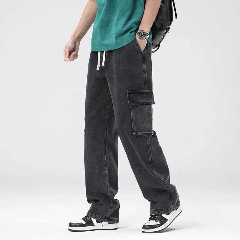 Pantalones vaqueros cargo rectos y holgados para hombre
