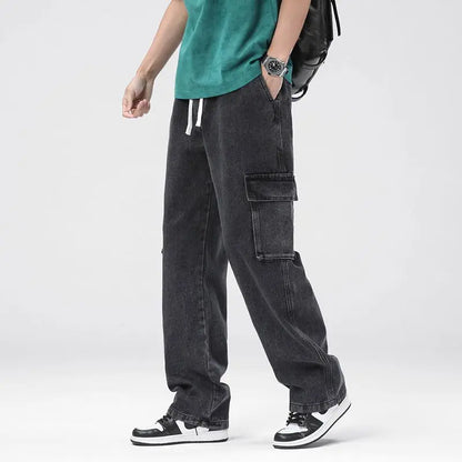Pantalones vaqueros cargo rectos y holgados para hombre