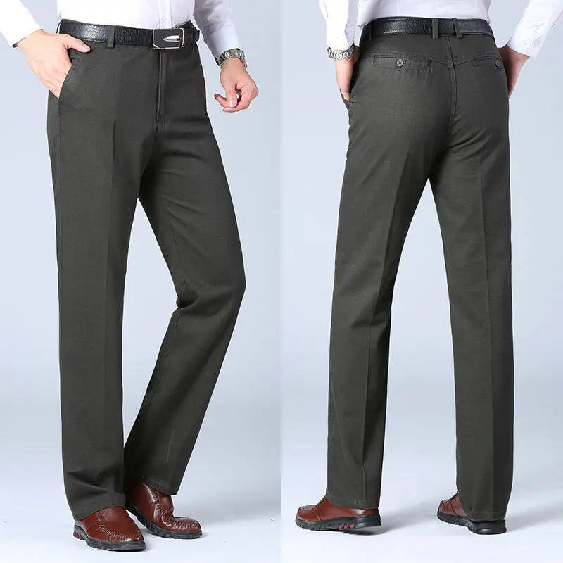 Pantalones de traje de algodón para hombre, elegantes, informales