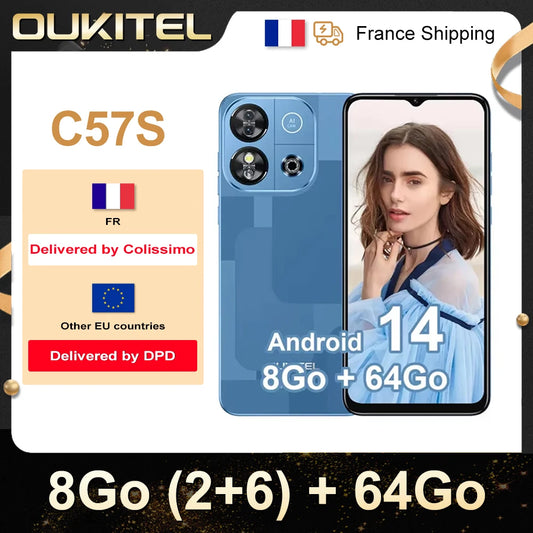 Smartphone Android 4G OUKITEL C57S de 14" con 8 GB (2+6) de RAM y 64 GB
