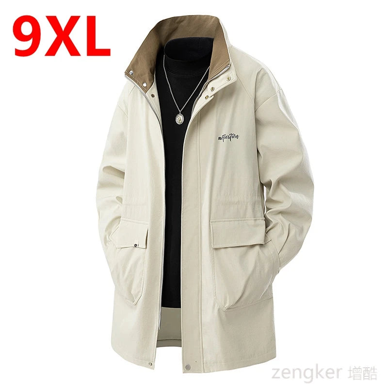 Gabardina de gran tamaño para hombre, chaqueta informal de primavera y otoño
