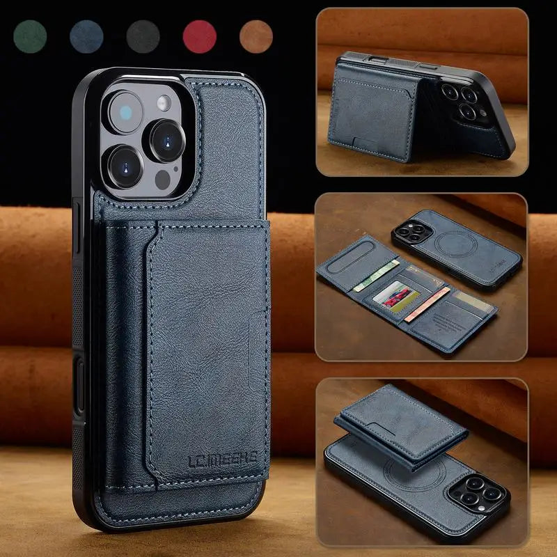 Funda de cuero para iPhone 16 Pro Max 16E, lujosa funda tipo cartera